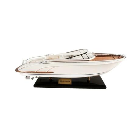 11 In. Wood Yacht Model Sculpture, White